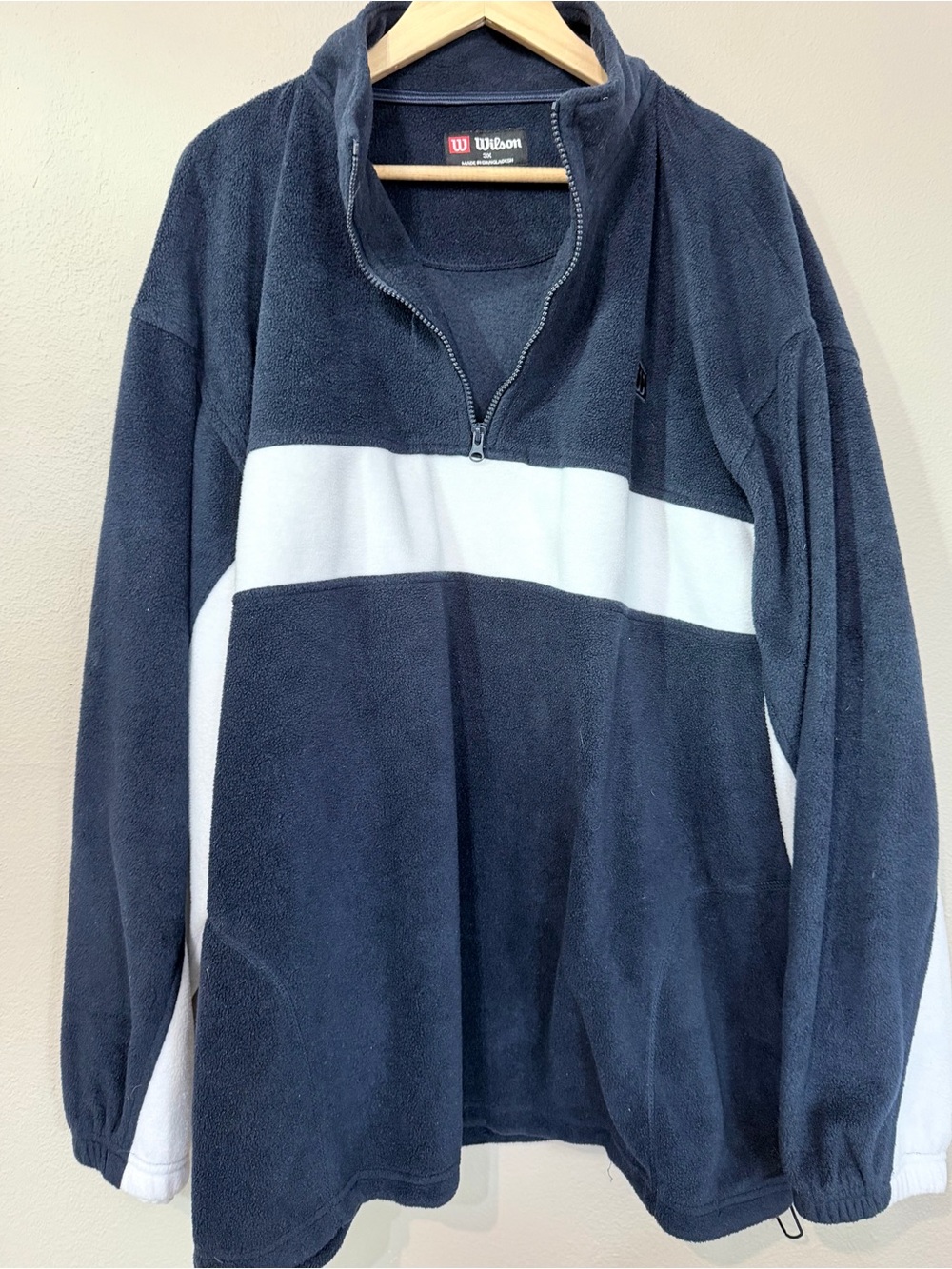 Wilson Men's Navy and White Quarter-Zip Fleece Pullover XXL